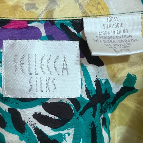 Vtg Sellecca Silk 100% Silk Floral Women's Top - Multicolor Sz Large - Picture 4 of 6